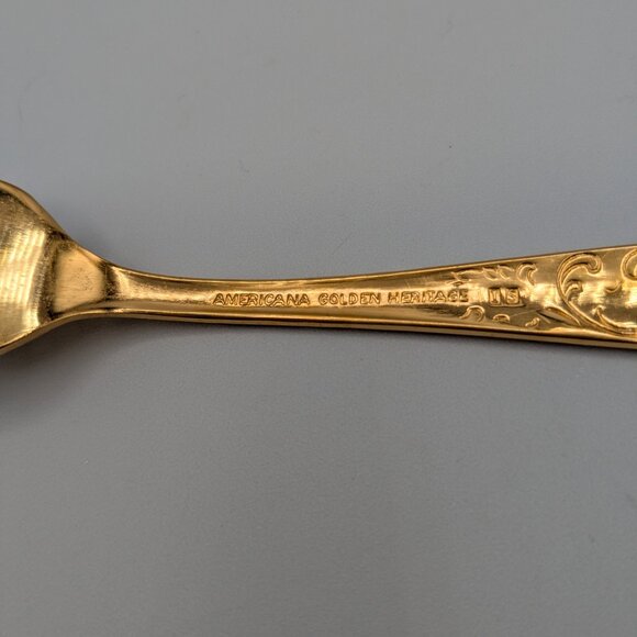 Americana Golden Heritage Flatware Golden Scroll 6 Dinner Forks 6.75" Vintage - Picture 12 of 14